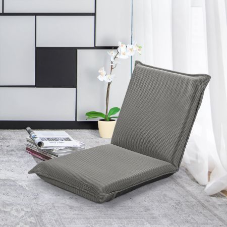 Costway Bodenstuhl Bodensessel mit 6- stufig Verstellbarer Rückenlehne Game Sessel gepolstert Grau
