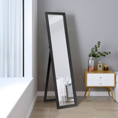 Costway 2 in 1 Ganzkörper-Spiegel Ganzkörperspiegel mit Holzrahmen 37 x 155 cm schwarz