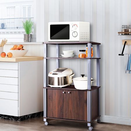 Costway Küchenregal für Mikrowelle Küchenwagen mit Rollen 60 x 40 x 98 cm Braun