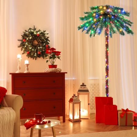 Costway 183 cm hohe künstliche Palme mit PVC-Zweigspitzen beleuchteter Kunstbaum für Weihnachten Grün