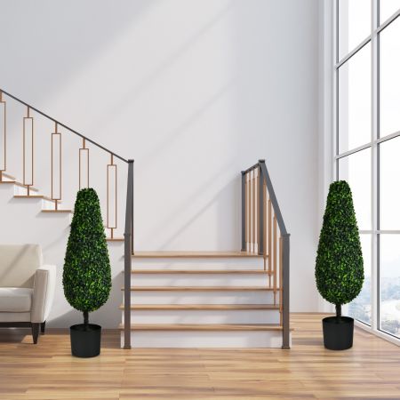 Costway 2er Set künstlicher Pflanzbaum 86cm Kunstpflanze Dekopflanze mit Topf hohe Bäume aus PE für Haus Büro Geschäft