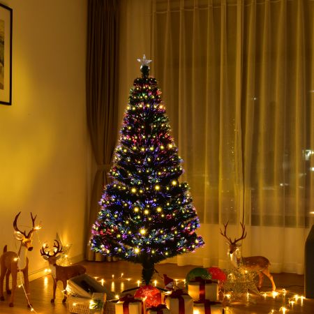 Costway 150 cm Weihnachtsbaum mit Hochwertige PVC Nadeln Beleuchteter Baum mit 8 Blink-Modi Grün