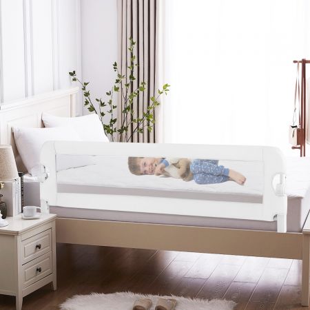 Costway Klappbares Sicherheitsgitter für Kinderbetten mit Verstellbaren Riemen 150x40,5x42 cm Weiß