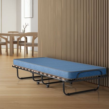 Klappbett mit Matratze Trag- und Rollbares Gästebett 190 x 80 x 33 cm Blau