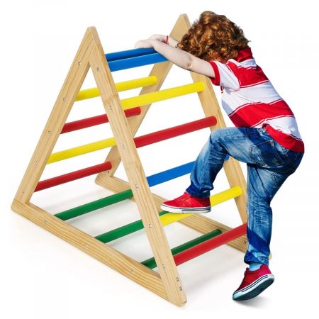 Costway Kletter-Dreieck-Leiter Holz-Dreieck-Kletterer für Kinder 93 x 46 x 81 cm Bunt