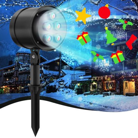 LED-Projektionslampe mit 5 Premium-LED-Leuchten für Weihnachten 11 x 12 x 45,5 cm Schwarz