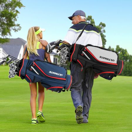 Costway Leichte Golfschlägertasche mit 14-fach-Unterteilung in Voller Länge Schwarz