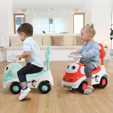 Costway Kinderauto 3 in 1 Spielzeugauto zum Rutschen & Schieben Rutschauto mit Licht Orange