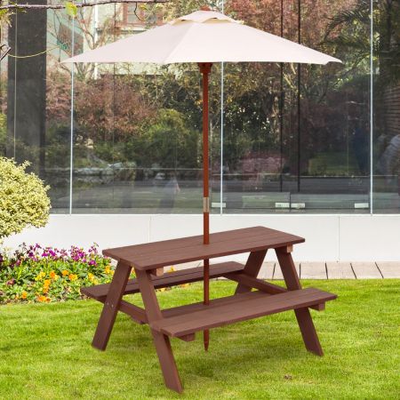 3-in-1-Picknicktisch mit Sonnenschirm Outdoor-Aktivitätstisch 89 x 79 x 50 cm Walnuss