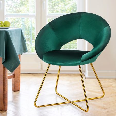 Costway Polstersessel mit Metallbeinen Schminktisch Stuhl bis 120kg belastbar Wohnzimmerstuhl Grün