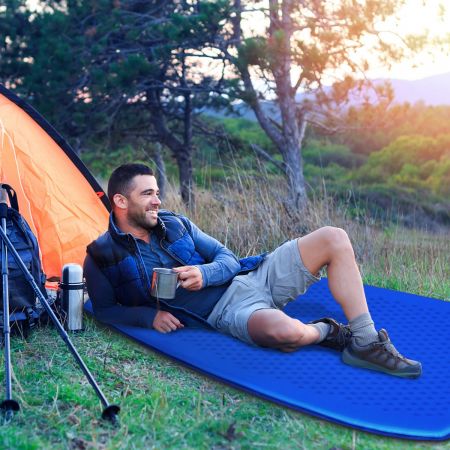 Costway Campingmatratze Schlafmatte inklusive Tragetasche 200 x 65 cm Blau