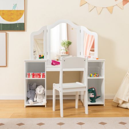 Schminktisch- & Stuhl-Set für Kinder 2-in-1-Prinzessinnen-Schminkset Weiß
