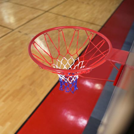 Costway Ø 45 cm Basketball-Korb und Netz Basketballkorb mit Netz für In- und Outdoor Rot + Weiß + Blau