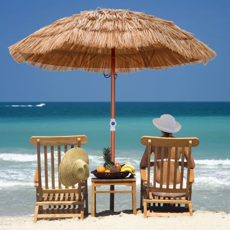Hawaiianischer Strandschirm mit Tragetasche & Neigbarem Design Faltbarer Tropischer Tischschirm 175 cm