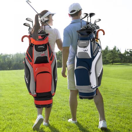 Costway Leichte & Tragbare Golftasche mit 14 Trennwänden in Voller Länge Schwarz + Rot
