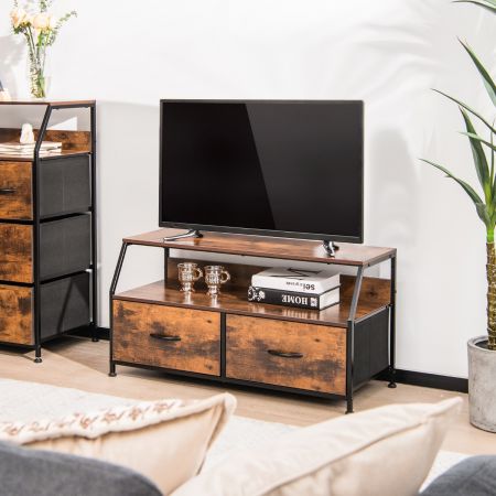 Costway TV-Schrank mit 3 Schubladen und Ablage aus Holz für Wohnzimmer 93x39x48,5 cm