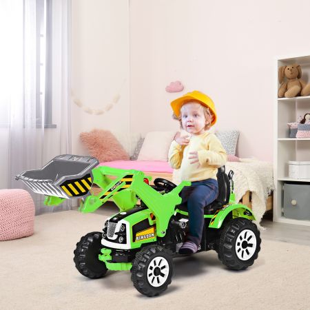 Costway Elektrischer Kinder-Gabelstapler batteriebetriebener Kinder-Bagger mit 2 Geschwindigkeiten Sitzbagger Grün