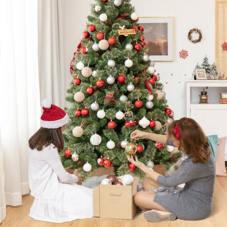 Costway 180 cm hohe Weihnachtstanne mit Kiefernzapfen künstlicher Weihnachtsbaum für Zuhause Grün