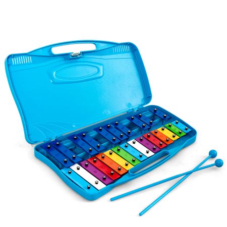 Xylophon mit 25 Tasten für Kinder Präzise Gestimmtes Tasteninstrument 38,5 x 23 x 5 cm Blau