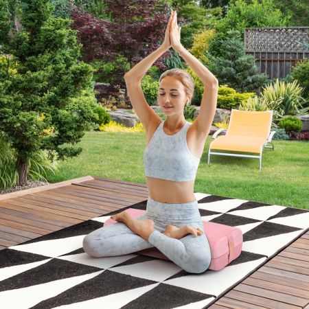Costway Yogakissen Schaumstoff Yogabolster mit Tragegriff Yoga Rolle mit abnehmbarem Wildlederbezug Rosa
