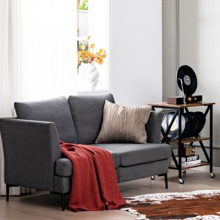 Costway Modernes Sofa für 2 Personen Gepolstertes Zweiersofa 141 x 80 x 72 cm Grau
