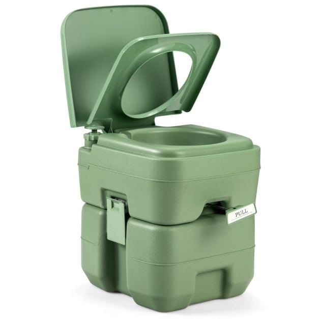 20L + 12L Campingtoilette mit Abnehmbarem Abwassertank Tragbares Campingklo  - Costway