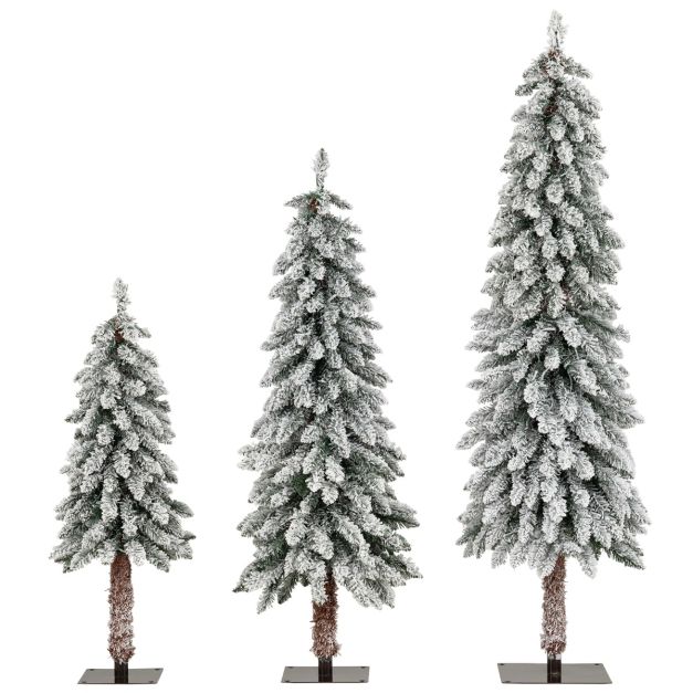 3er Set Knstlicher Weihnachtsbaum mit Beleuchtung & Schnee Christbaum 90 /  120 / 150 cm - Costway
