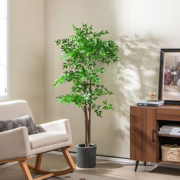 150 cm Knstliche Pflanze Bambus Kunstbaum mit Topf Kunstpflanze Bambusbaum  Dekobaum - Costway