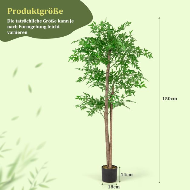 150 cm Knstliche Pflanze Bambus Kunstbaum mit Topf Kunstpflanze Bambusbaum  Dekobaum - Costway
