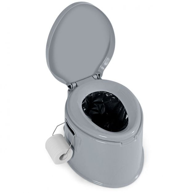 Campingtoilette tragbar Reisetoilette Mobile Toilette mit Abnehmbarem  Eimereinsatz Grau - Costway