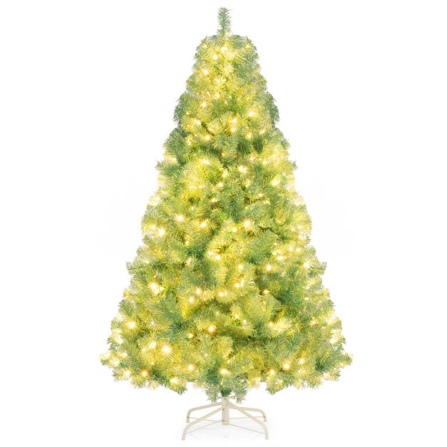 180 cm Knstlicher Weihnachtsbaum mit Beleuchtung Tannenbaum mit warmweien  LED-Lichtern Grn - Costway