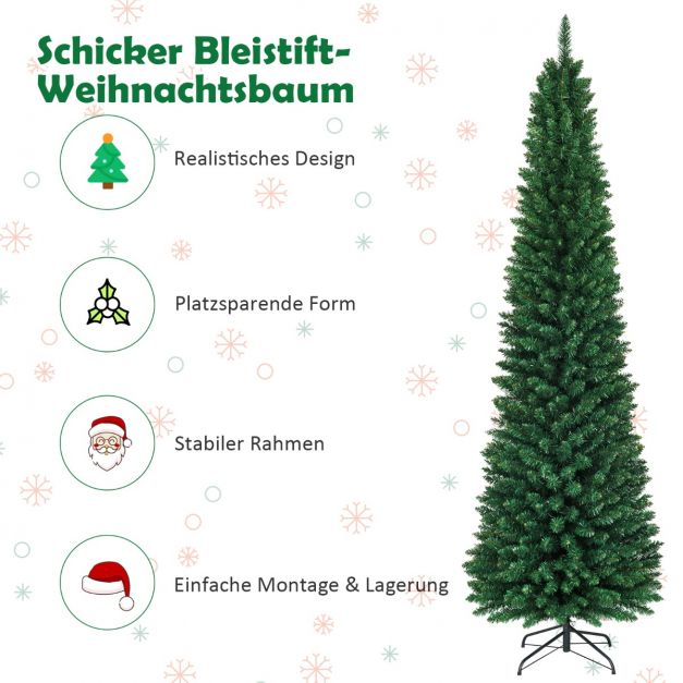 240 cm Weihnachtsbaum Hochwertige PVC Nadeln Knstlicher Bleistift-Frmiger  Weihnachtsbaum Grn
