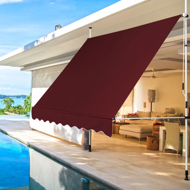 250 cm Breit Klemmmarkise ohne Bohren UV-bestndige Balkonmarkise  Hhenverstellbare Markise Rot - Costway