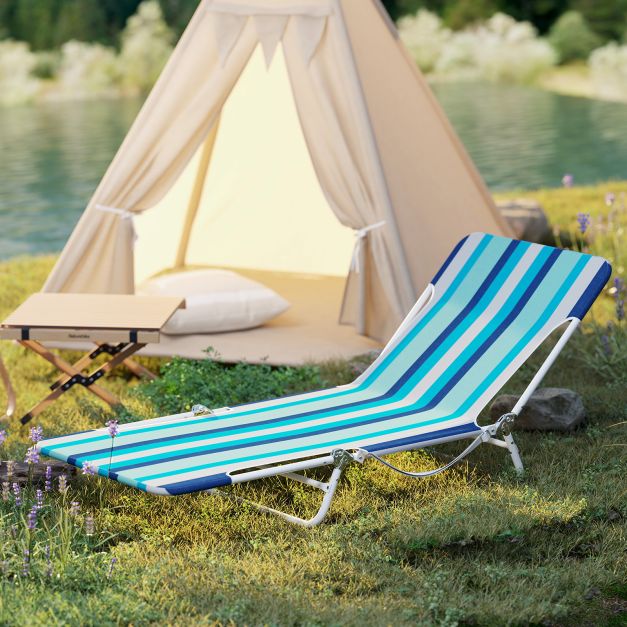 2er Set Klappbare Strandliege mit Verstellbarem Rcken- & Futeil  Sonnenliege Klappliege Blau/Hellblau/Rot und Blau