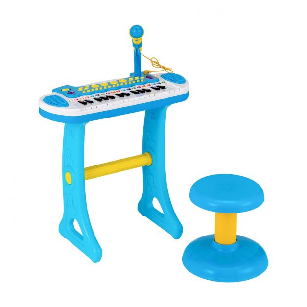gebruik Volwassenheid warm Elektronisches 31-Tasten Kinder Keyboard mit Hocker & Mikrofon für Kinder  ab 3 Jahr Blau - Costway