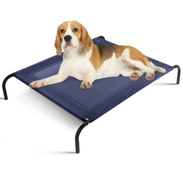 Hundebett Garten Hundeliege Liegeplatz drauen Hundesofa Grau 110 x 80 x 18  cm Metall - Costway