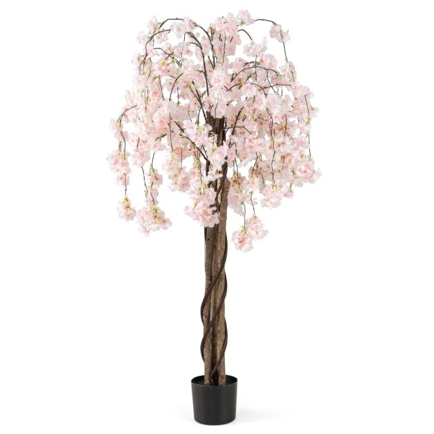 Knstlicher Kirschbltenbaum im Pflanztopf Kunstblumenpflanze mit Weien  Blumen 163 cm - Costway