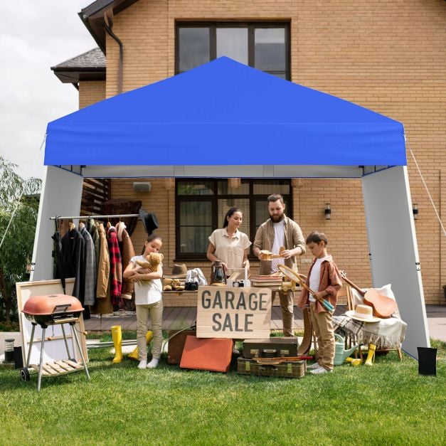430 x 280cm Pop-up Pavillon mit 2 Umwandelbaren Seitenwnden zu Markise  Blau - Costway