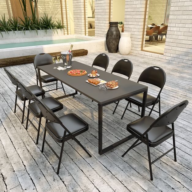 4er Set Klappsthle mit Metallrahmen Gepolsterter Gartenstuhl Kunstleder  Klappbarer Campingstuhl