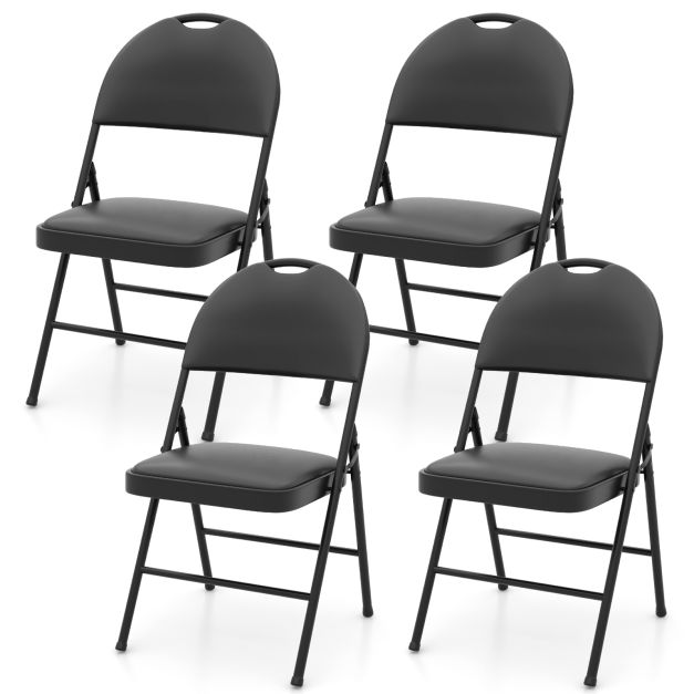 4er Set Klappsthle mit Metallrahmen Gepolsterter Gartenstuhl Kunstleder  Klappbarer Campingstuhl