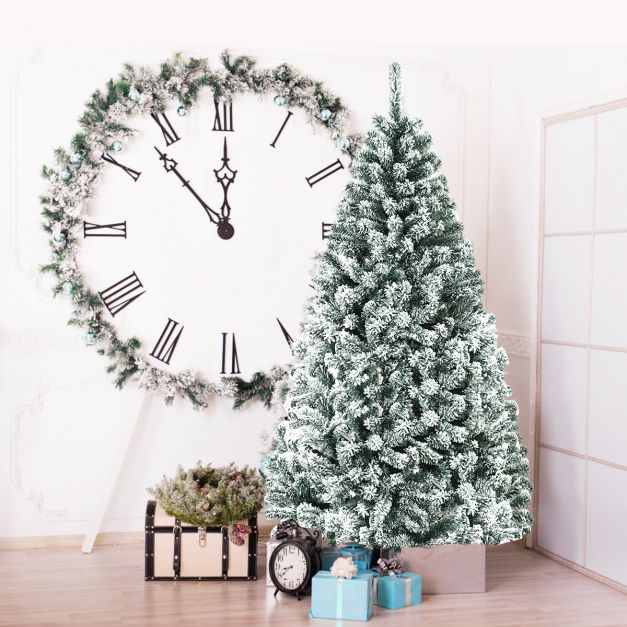 180cm Knstlicher Weihnachtsbaum Schnee Tannenbaum Metallstnder Christbaum