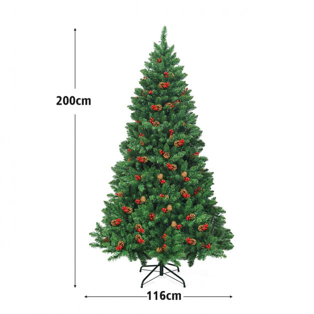 200cm knstlicher Weihnachtsbaum Tannenbaum Christbaummit 1100 Zweigen &  Premium Kunstbaum grn - Costway