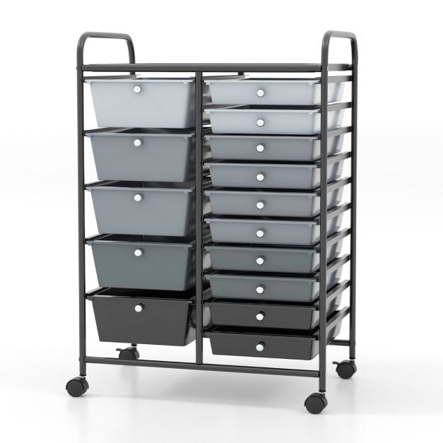 Rollwagen mit 15 stapelbaren Schubladen Rollcontainer Beistellwagen mit 15  Schubladen - Costway
