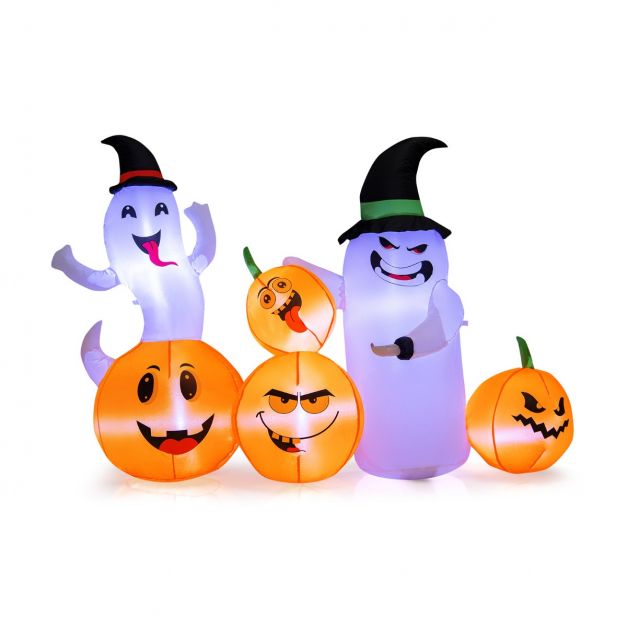 Aufblasbare Halloween-Dekoration mit 5 LED-Lampen orange Farbe