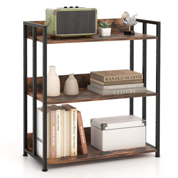 En.casa Standregal Volda – Metall-Gitterregal Mit 3 Ebenen, Hairpinlegs, 90x50x19 Cm, Schwarz