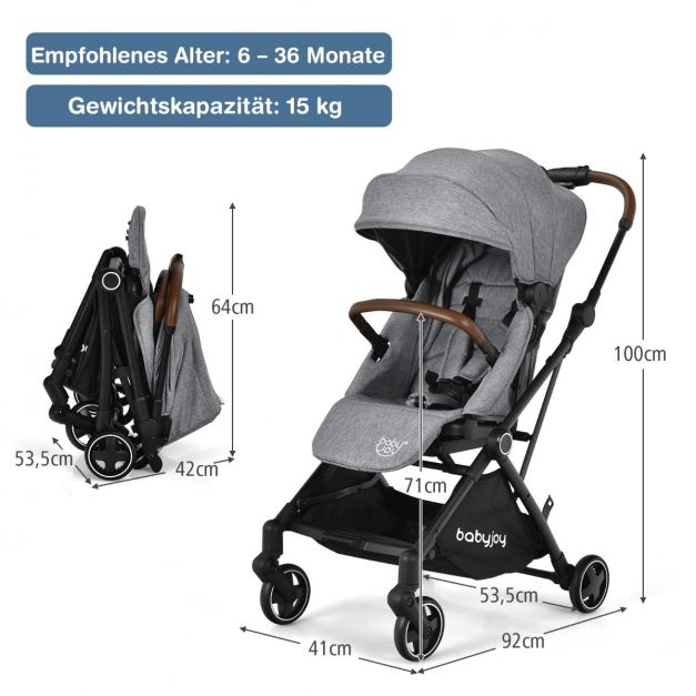 Klappbarer Baby-Kinderwagen Kinderbuggy mit drehbarem Sitz 92 x 53,5 x 100  cm Grau