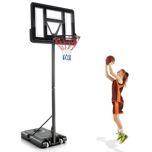 130 cm - 305 cm Höhenverstellbarer Basketballkorb Wetterbeständiger  Korbständer Schwarz - Costway
