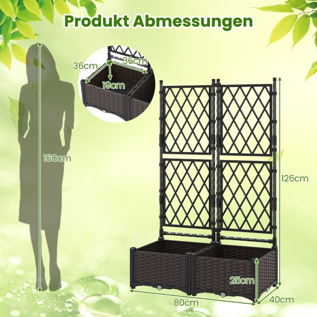blumenkasten rattan mit wasserspeicher XL PFLANZKASTEN mit Wasserspeicher Rattan (breite Version) WEISS main image 1