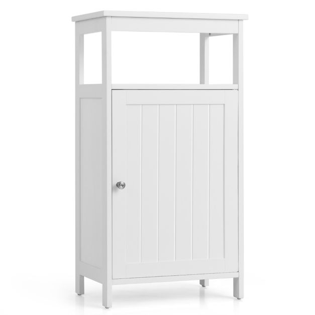 Badezimmerschrank Weiß Costway Einzeltür - mit Verstellbarem und Einlegeboden