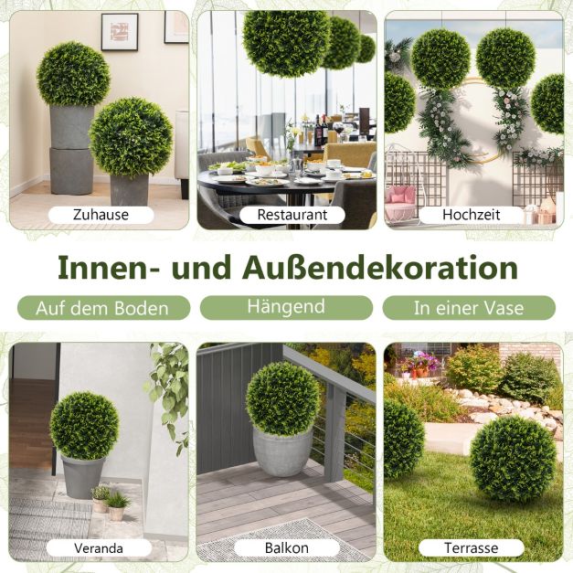 2er Buchsbaumkugel 52 cm Buchsbaum Kugel Zedern UV-bestndig Formschnitt  Kunstpflanze Grn - Costway